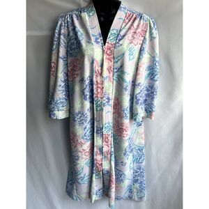 Vintage Sears Take Along Zip Robe Size S (8/10) Colorful Floral Grannycore Retro
